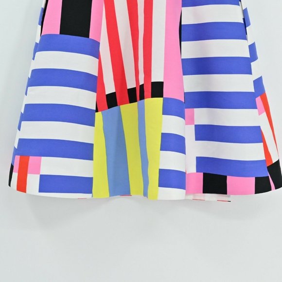 KATE SPADE Womens Sz 2 Go Fly A Kite Skirt Pink Black Blue Yellow Fit and Flare - Picture 7 of 10